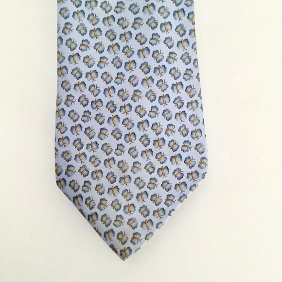 Salvatore Ferragamo Blue Butterfly Silk Necktie - Picture 4 of 7